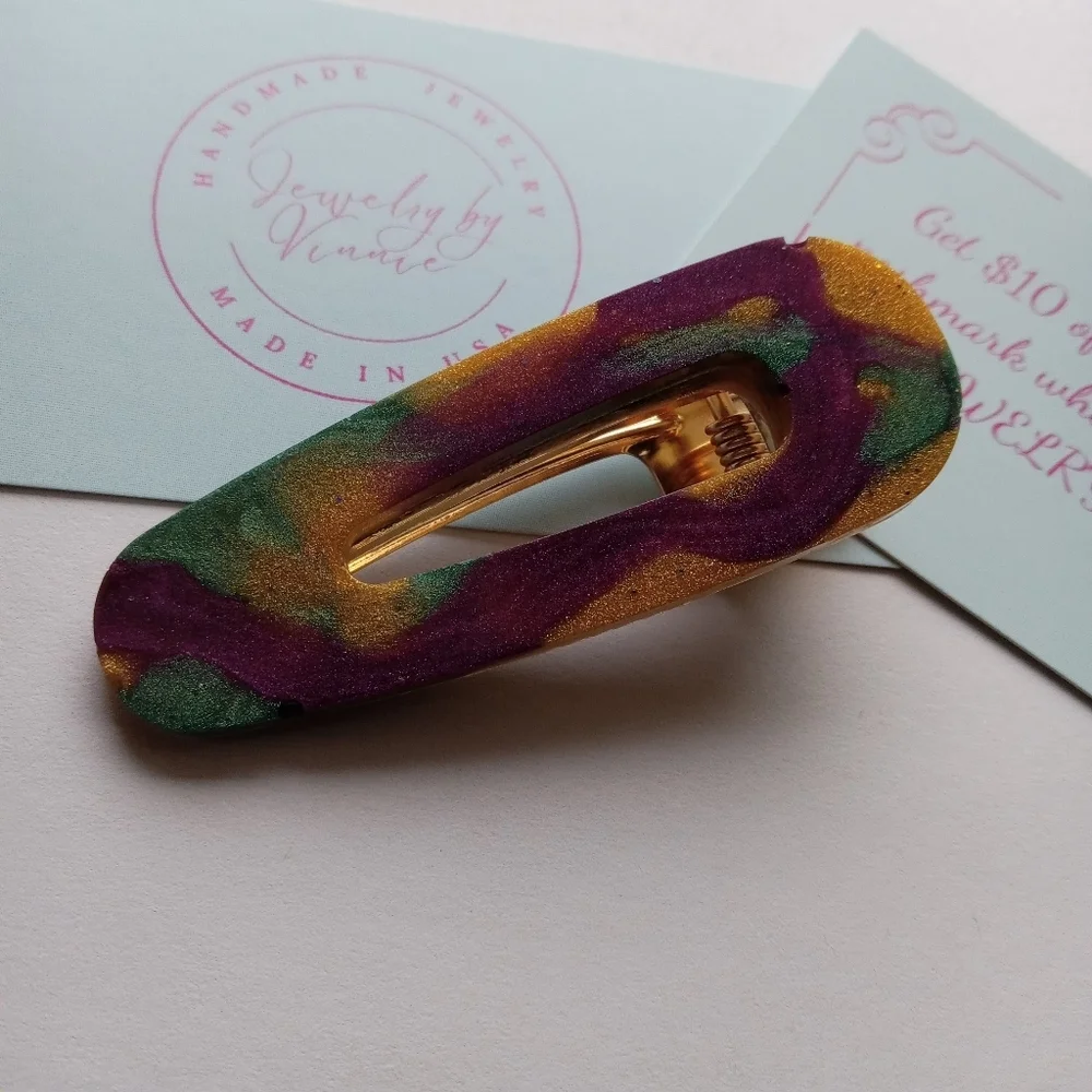 5/$25 Hand Crafted Purple and Gold Hair Clip